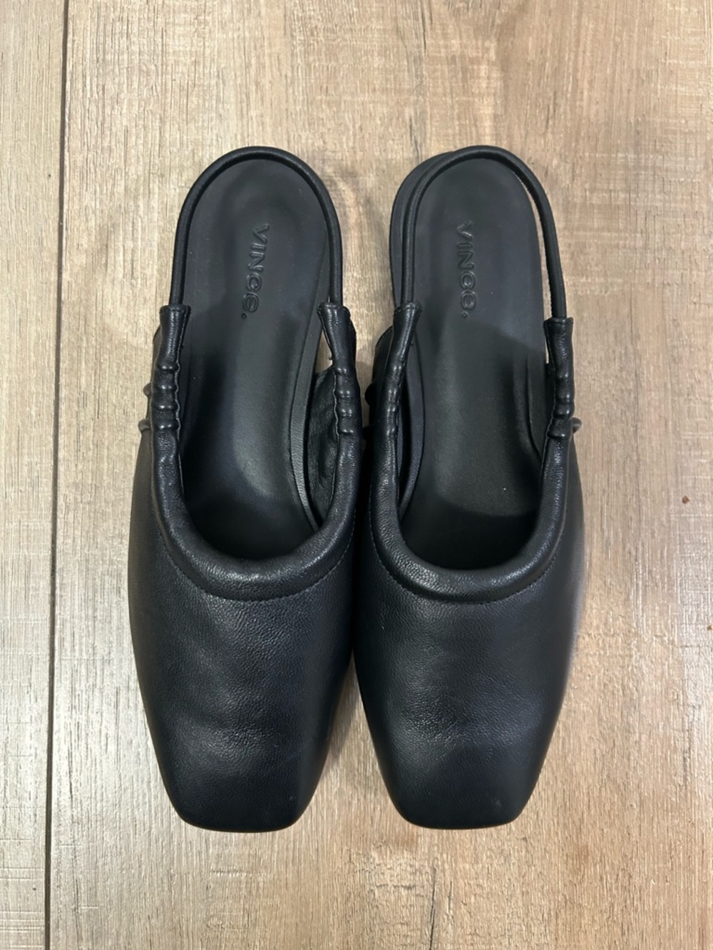 VINCE BLACK SLINGBACK FLAT size 8.5 Square Tip